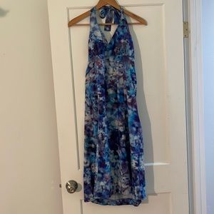 Athleta Pack Everywhere Dress blue purple watercolor 16